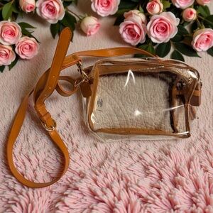 Amazon Essentials Clear Crossbody Bag with Tan Accents